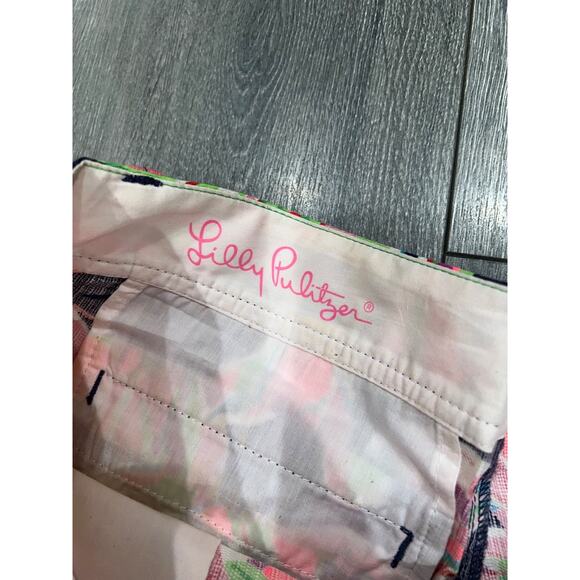 Lilly Pulitzer Print Callahan Shorts Navy Pink Green Tropical Size 10 A003140 - Picture 3 of 8